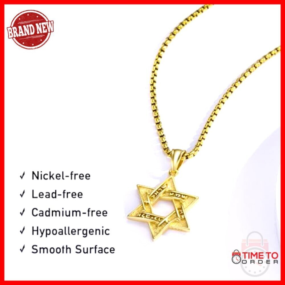 Sterling Silver Star of David Necklace with Stainless Steel Chain 24" - Picture 3 of 6